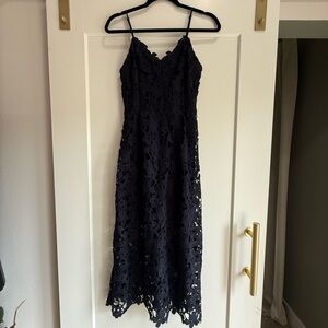 Elegant Navy Lace Dress